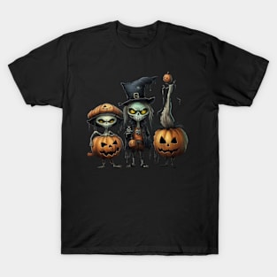 Halloween Characters: Skeleton Pumpkinhead, Zombie and Ghost T-Shirt